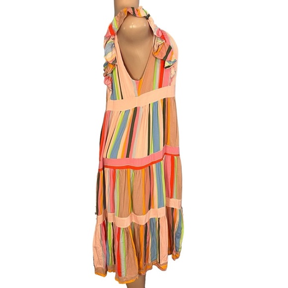 Entro Colorful Striped Tiered Midi Sundressc - Picture 5 of 9
